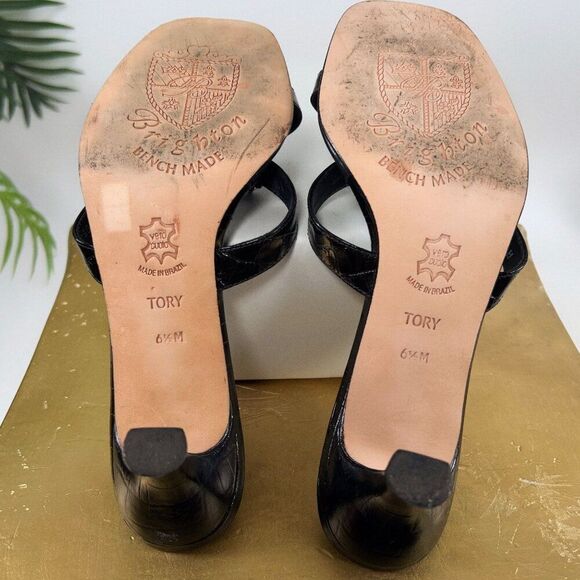 Vintage Y2K Black Fairy Grunge Flower Open Toe Slip On Kitten 2000s Heels / 6.5 - Picture 6 of 6